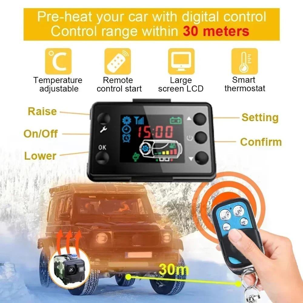 5KW Diesel Parking Heater 12V24V220V Multi Voltage Aluminum Housing Defrosting LCD Display Wireless Remote For RV Bus Snow Area
