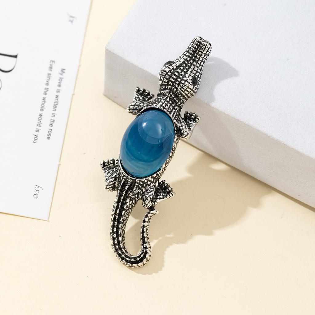 Брошь из натурального камня в форме ракушки, брошь в форме крокодила для элегантного официального пальто, ювелирный аксессуар 68x22 мм