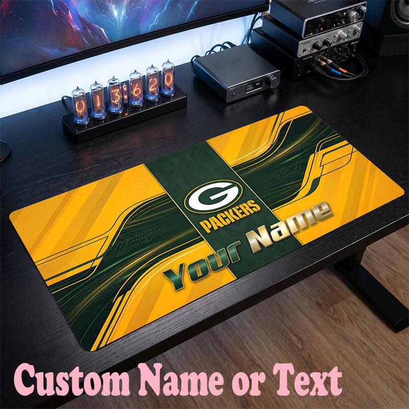 Green Bay Packers Customized Name Text Mouse Pad, Large Desk Mouse Mat Personalized Home Office Present