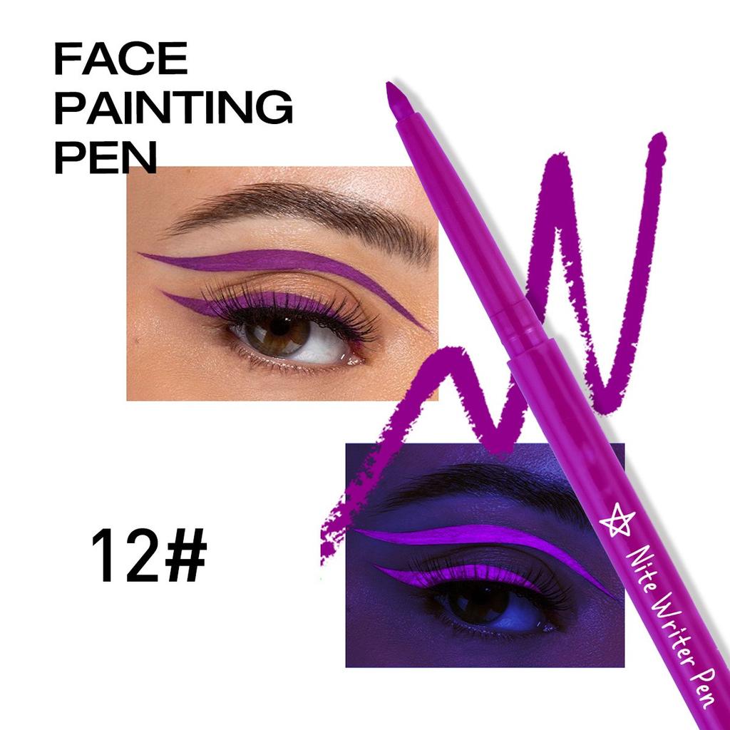 Colorful UV Waterproof Luminous Eyeliner Gel Pen Fluorescent Eyeliner Pen Halloween Christmas Party Stage Face Color Paint Pen