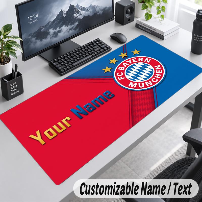 Custom Name Text Mouse Pad Bayern Munich Personalized Desk Pad For Work And Gaming