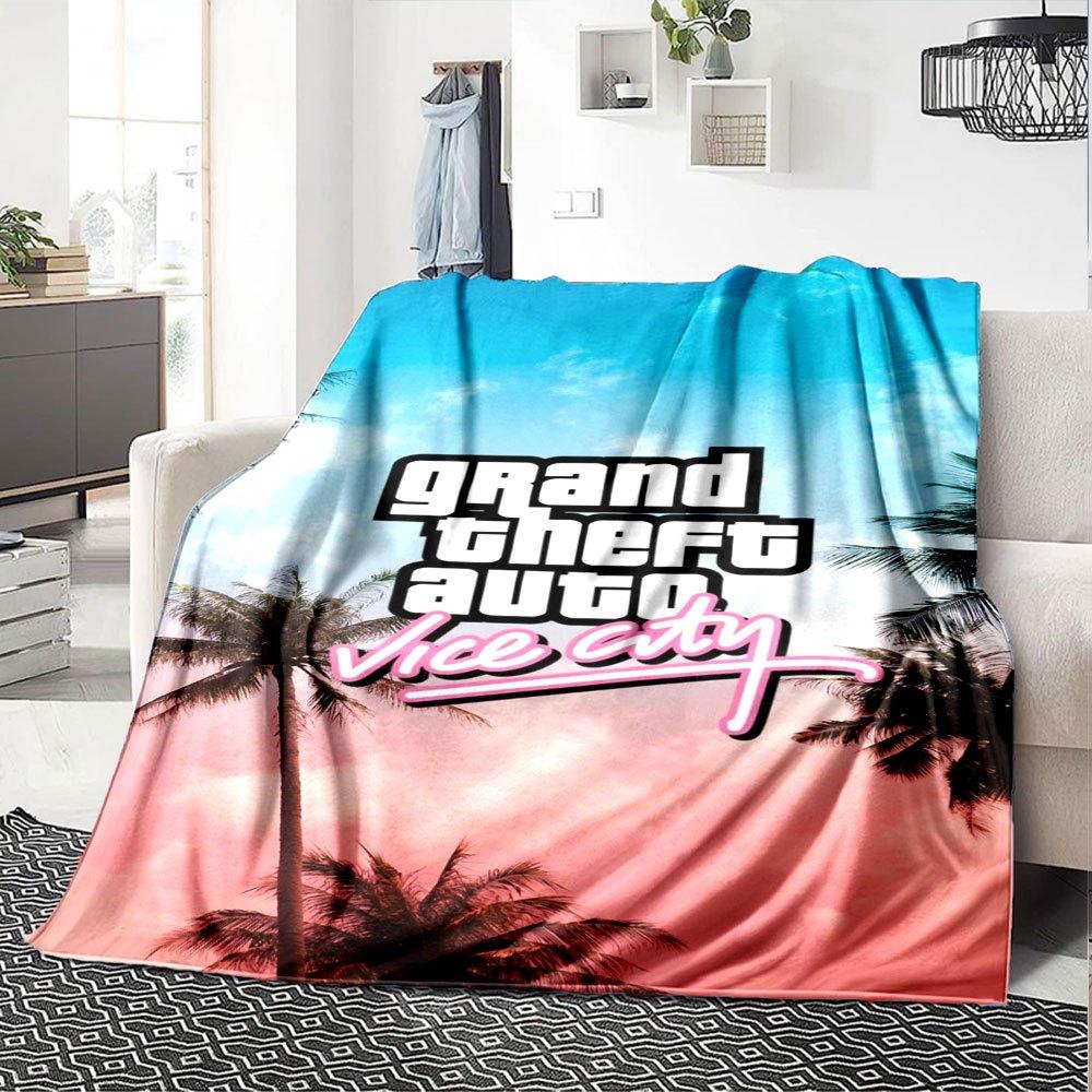 1pc Grand Theft Auto Soft Flannel Blanket with Designer Print - A cozy blanket for all seasons, perfect for the couch, bed, officeB30