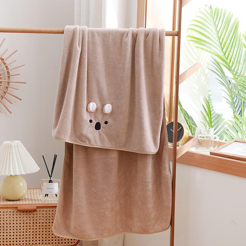 Быстросохнущее полотенце для купания с милым мультяшным принтом для младенцев - мягкое, впитывающее, толстое, коралловый флис