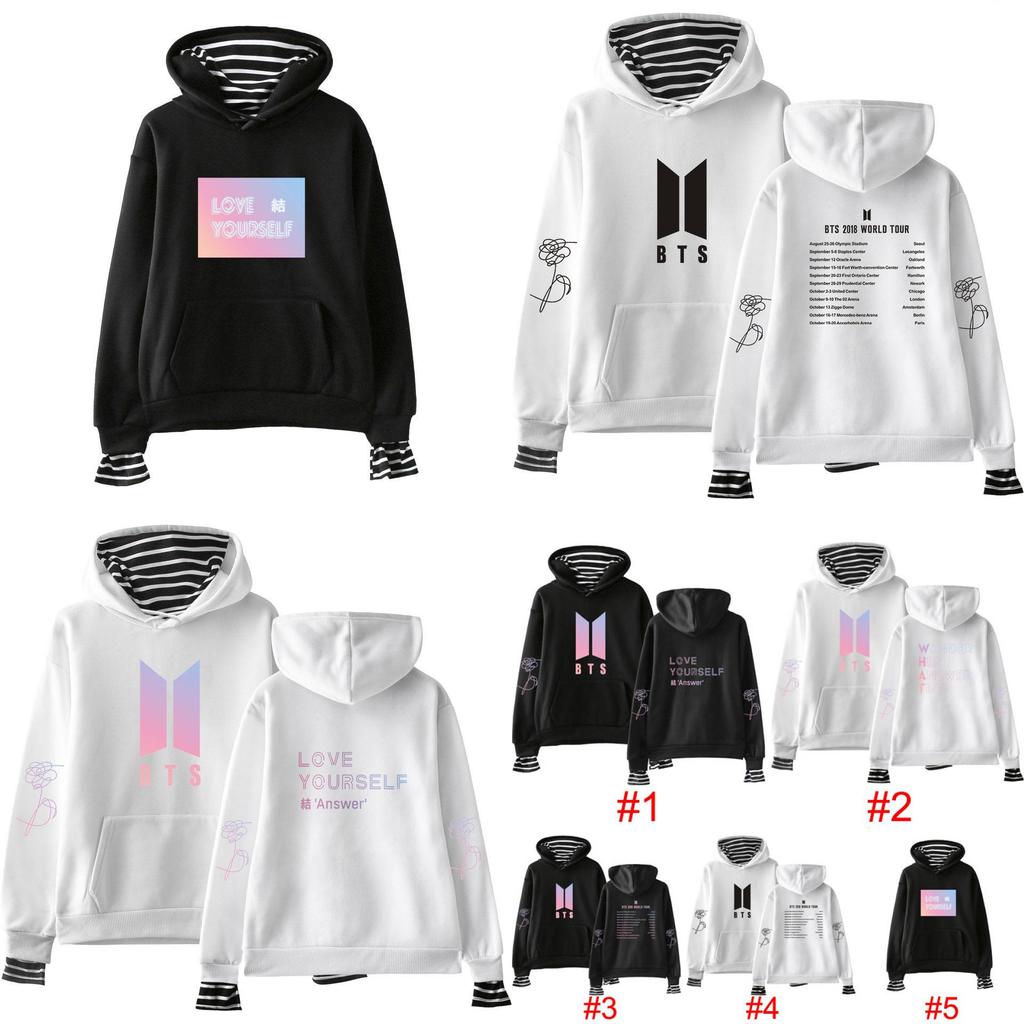 Kpop Love Yourself Bts Bangtan Boys Толстовка Худи Карманный Свитер Унисекс
