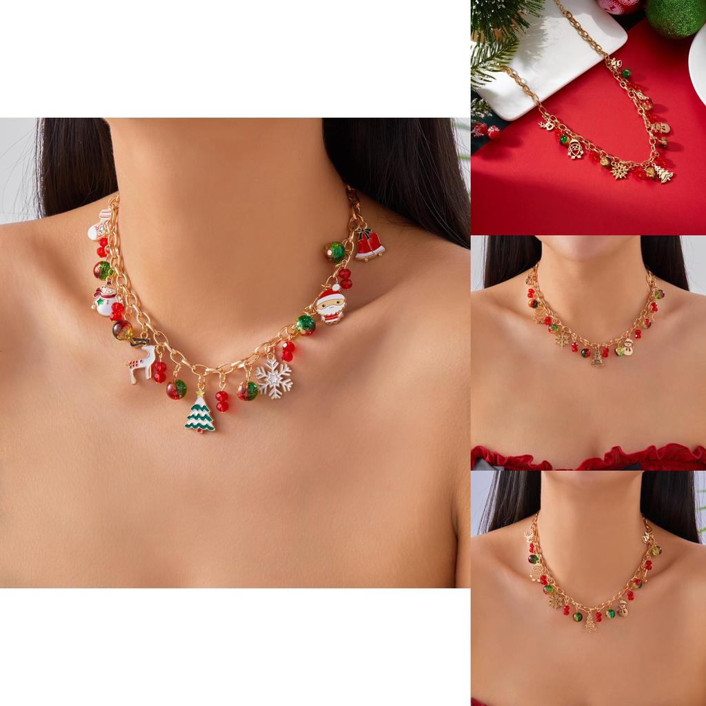 Cute Snowman Christmas Jewelry With Alloy Pendant For Holiday Gift