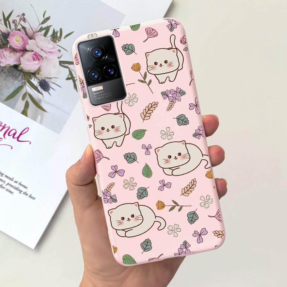 Чехол для Vivo V21e Чехол Vivo V21E 4G V 21E V2061 Милый Мультяшный Конфетный Цвет Мягкий Силиконовый ТПУ Задняя Крышка Телефона