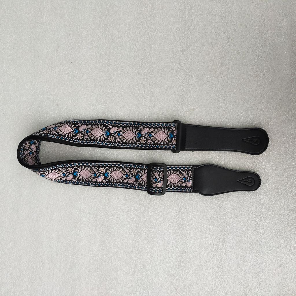 Регулируемый кожаный и тканевый гитарный ремень в этническом стиле с различными узорами для акустических и бас-гитар