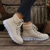 Large Size 2023 Autumn Winter Short Boots Women's Round Head Lace Up Matsutake Sole Boots Casual Women's Boots