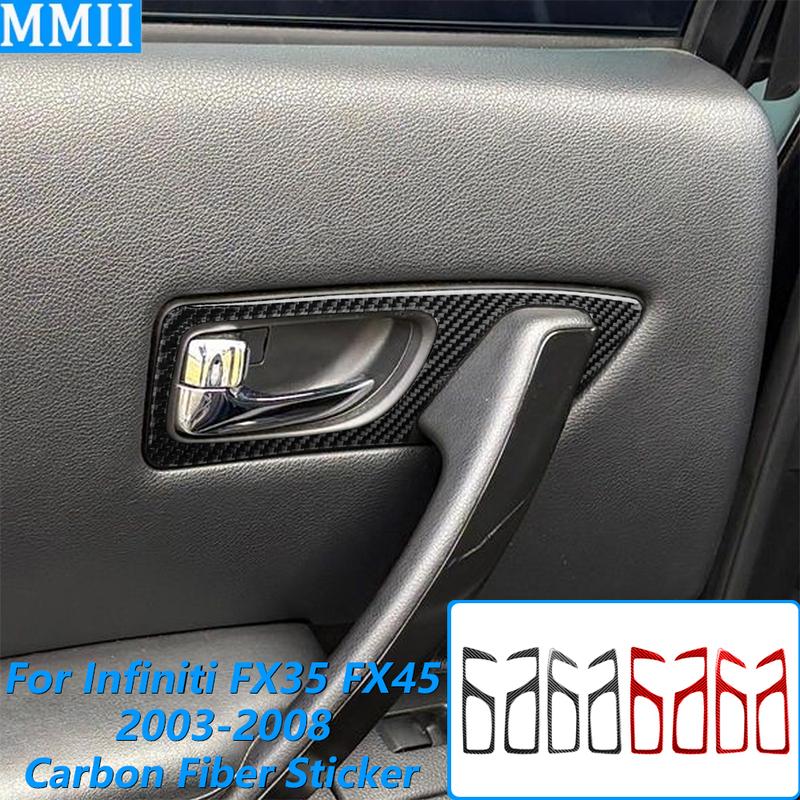 For Infiniti FX35 FX45 S50 2006-2008 Carbon Fiber Inner Door Handle Switch Frame Panel Decoration Cover Car Accessories Sticker