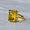 Citrine Yellow Gold Gemstone Ring, Handmade Designer Ring, Statement Ring, 925 Sterling Silver, Wedding Engagement Ring