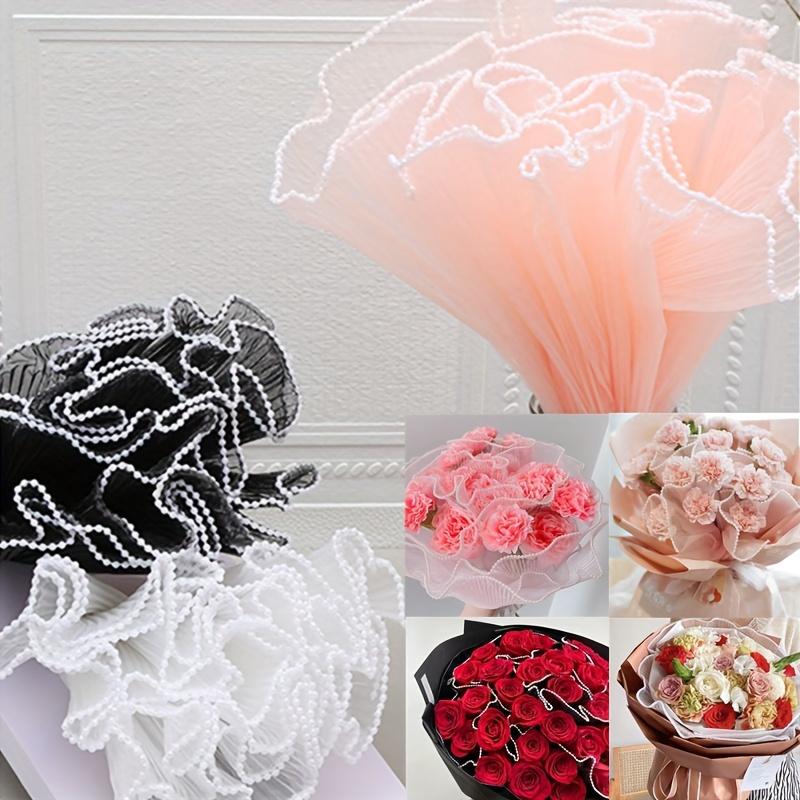 1pc 28cm*4 Yards Pearl Wavy Veil Flower Packaging Lace Bouquet DIY Baking Cake Decoration Flower Packaging Materials