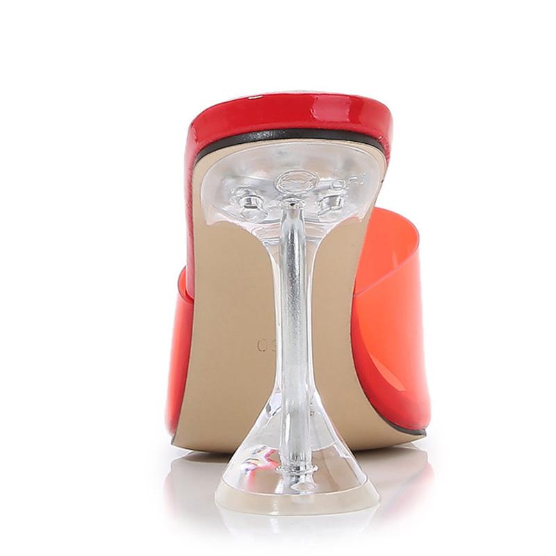 Liyke Новые прозрачные кристально чистые каблуки женские тапочки конфетного цвета ПВХ обувь женские мюли шлепанцы летние сандалии размер 46