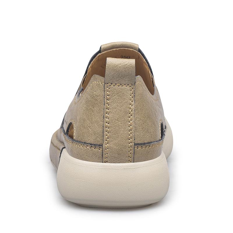 Мужские повседневные кожаные сандалии, прочные, сшитые вручную, с закрытым носком, нескользящие, для использования в помещении, на открытом воздухе, на пляже