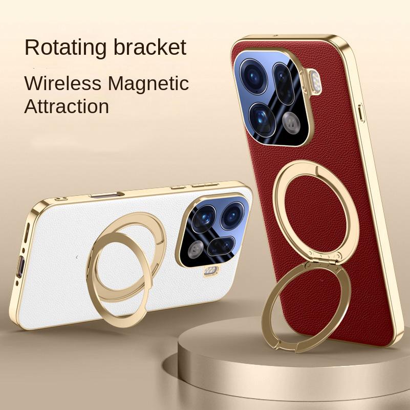 Rotatable Metal Magnetic Bracket Holder Lens film protection Case For OPPO Find X9 Pro find x9 Slim Leather Cover