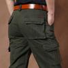 Мужские весенние брюки карго - Плотные, Свободные, Прямого кроя, Многокарманные, Большого размера, Брюки из чистого хлопка