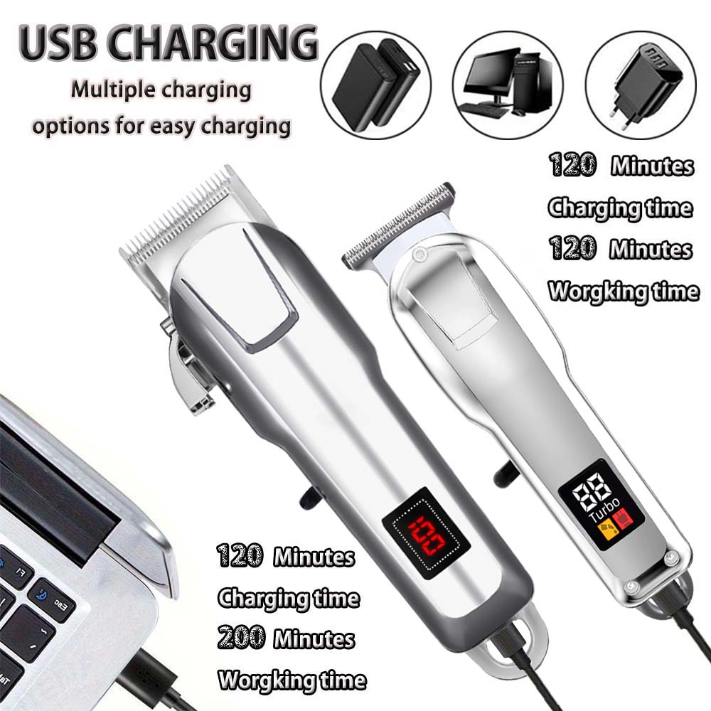 Cordless Electric Hair Clippers for Men,Professional Barber Clippers and Trimmers Set for Hair Cutting Kit with LED Display