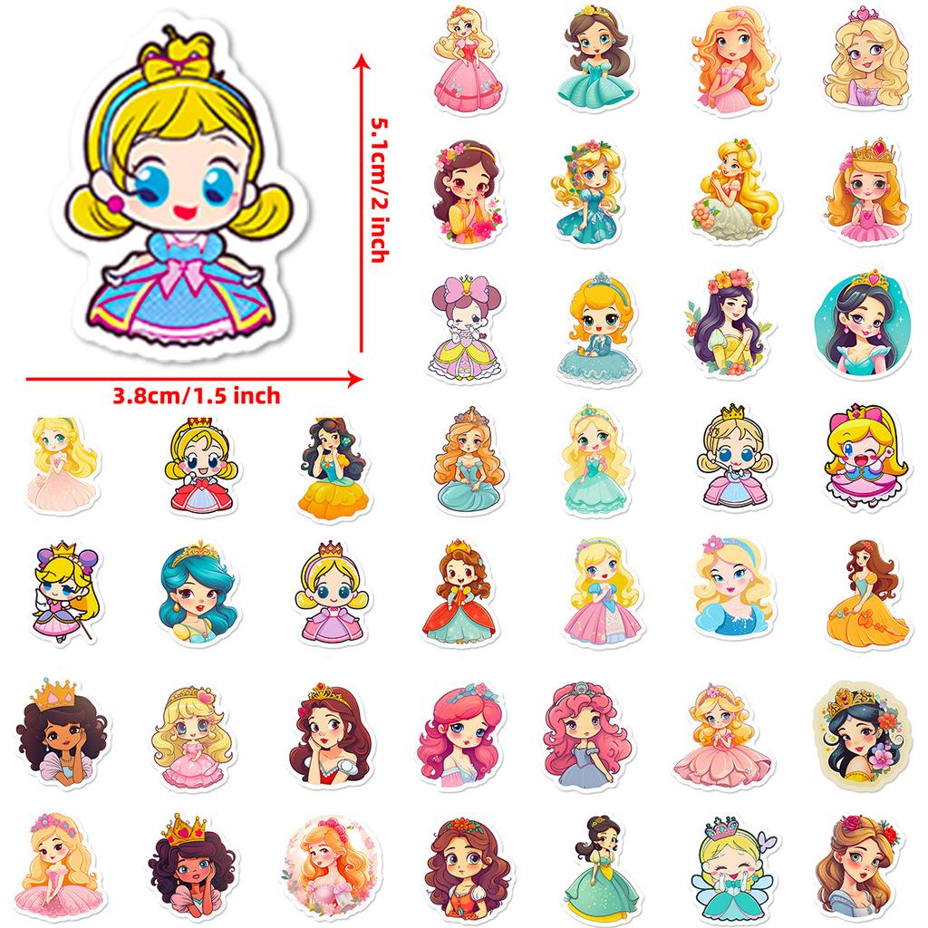 50 Cartoon Cute Princess Children's Stickers Ins Creative Waterproof Stickers Pack DIY Water Cup Computer Ipad