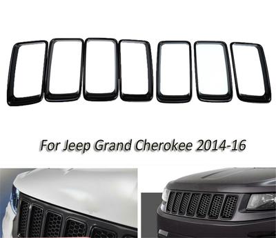 7 шт. Глянцевый черный Накладка на решетку радиатора Вставка для Jeep Grand Cherokee 2014-2016
