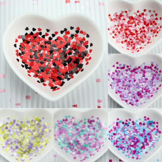 Yousheng 1 коробка хлопьев для ногтей 6 сеток не выцветают съемные легко наклеиваются не падают романтические блестки в форме сердца аксессуары для дизайна ногтей