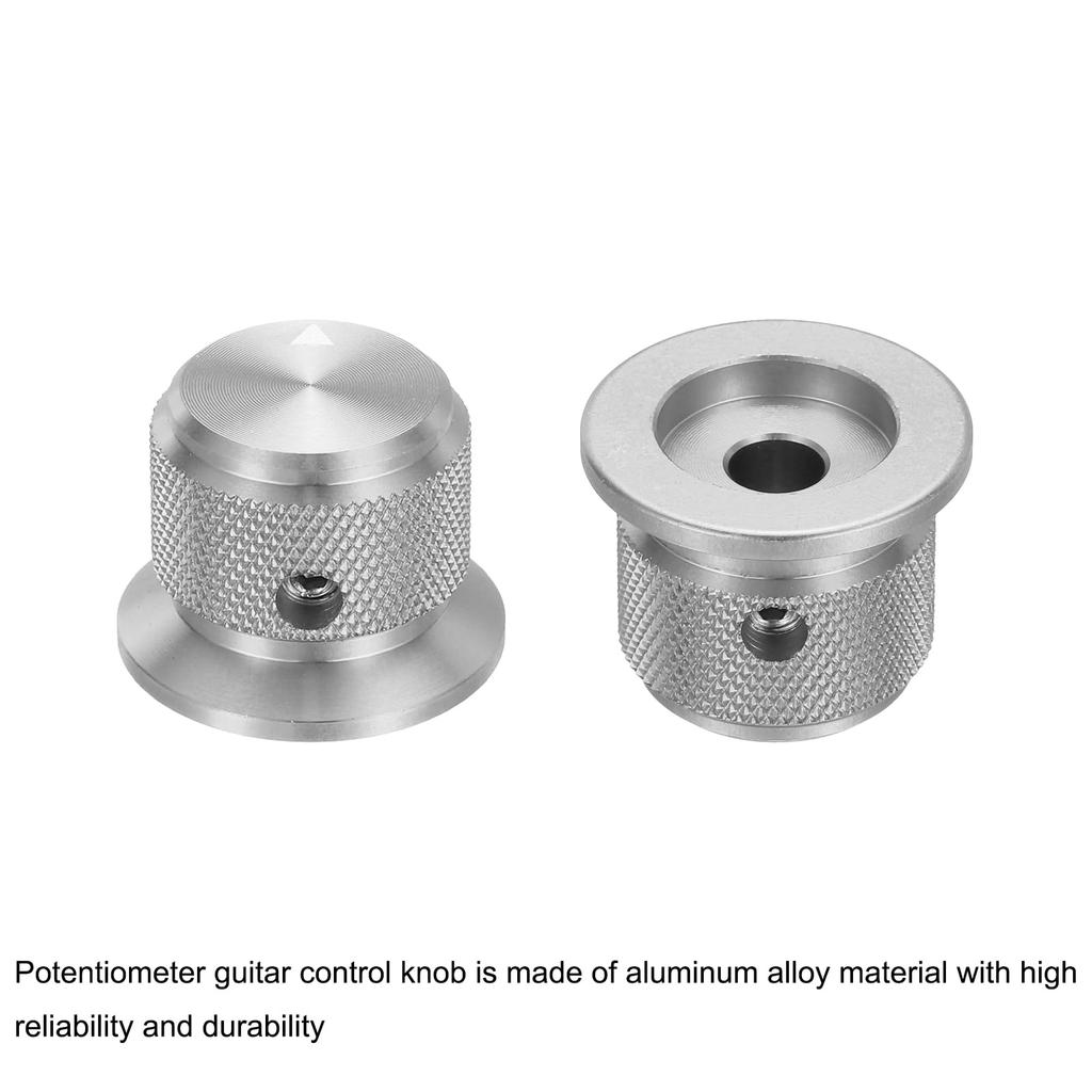 Uxcell Aluminum Potentiometer Universal Volume Tone Control Knob with Arrow Indicator for Guitar and Silver 6-Piece Knob, 1/4" (6mm) Bass, 3/4"
