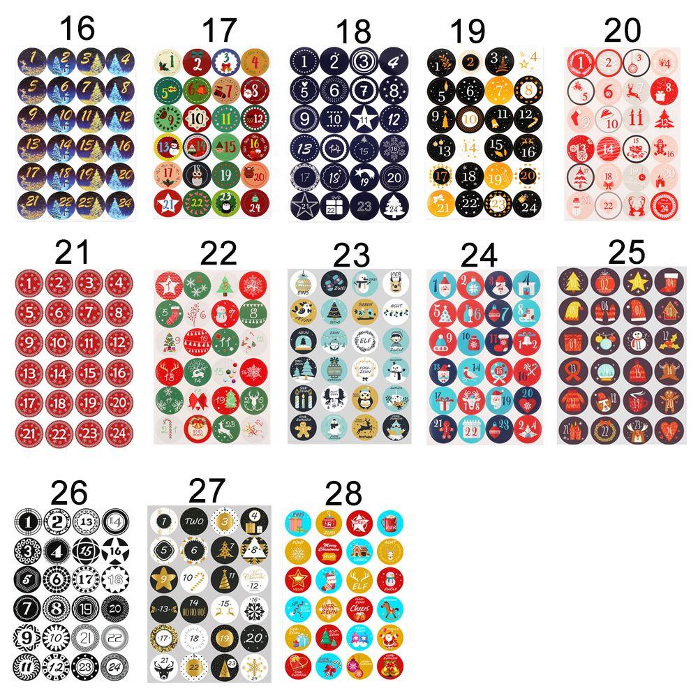 Счастливого Рождества Многофункциональные наклейки с цифрами Бумажные наклейки Адвент-календарь Самоклеящаяся этикетка