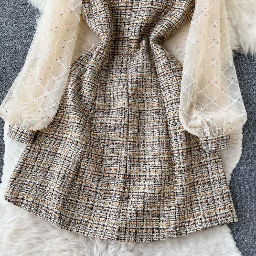 Осень и зима новое платье с вышивкой на груди в европейском и американском французском стиле