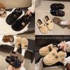 2025 Winter Korean Version of Lamb Wool Women's Shoes Wear Fleece and Cotton Retro Flat Ground Pedal Bean Shoes Cotton Shoes