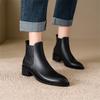 Мода НОВЫЙ Осень Зима Натуральная Кожа Женские Ботинки Модные Короткие Ботинки Круглый Носок Массивная Обувь для Женщин Ботильоны Челси