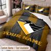 Pittsburgh Penguins Printed Bedding Set Custom Name Text 1 Duvet Cover 2 Pillowcases For Bedroom