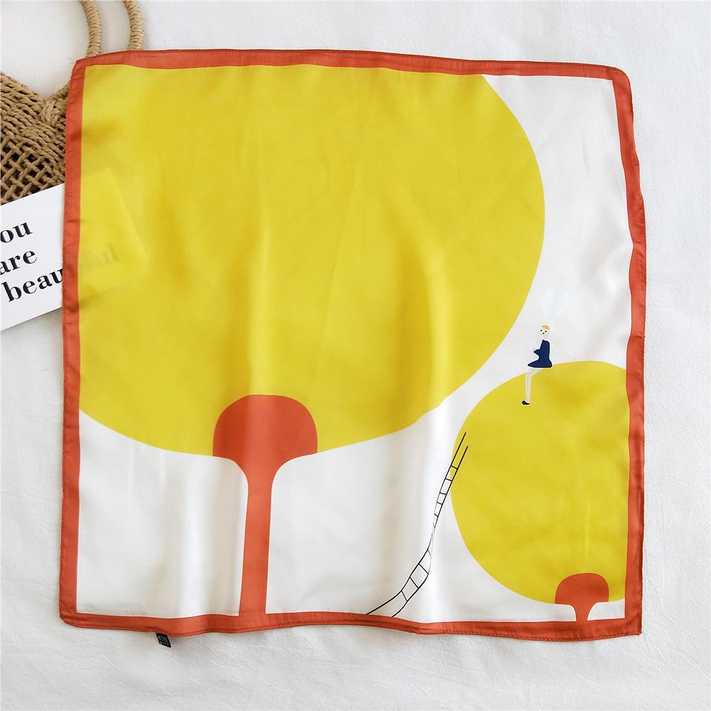 53CM Silk Scarf Small Square Scarf Versatile For Women Spring And Autumn Thin Design Fashionable And Stylish Decorative Scarf Professional Flight