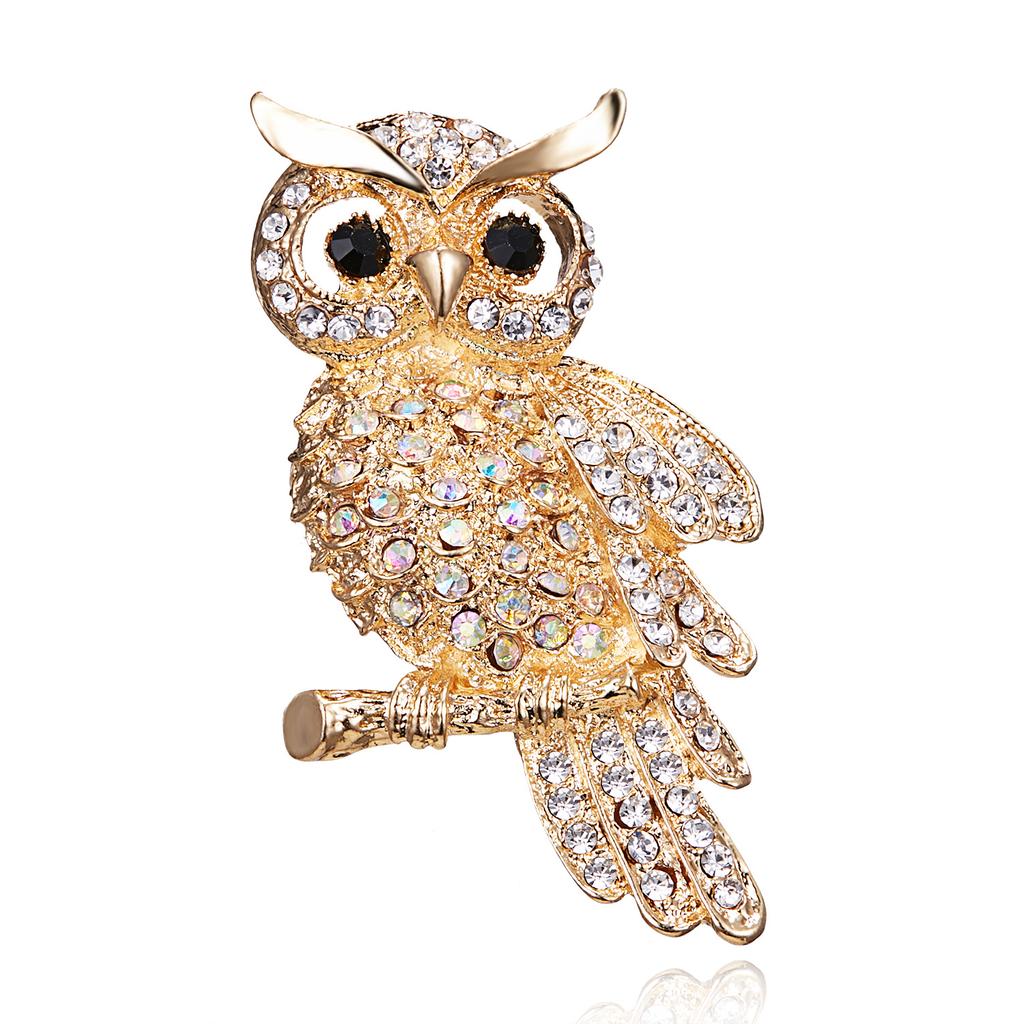 Rinhoo Lovely Owl Brooches Korean Trendy Rhinestone Brooch Badge Pin Bird Animal Party Casual Suit Decoration Badge Corsage Gift