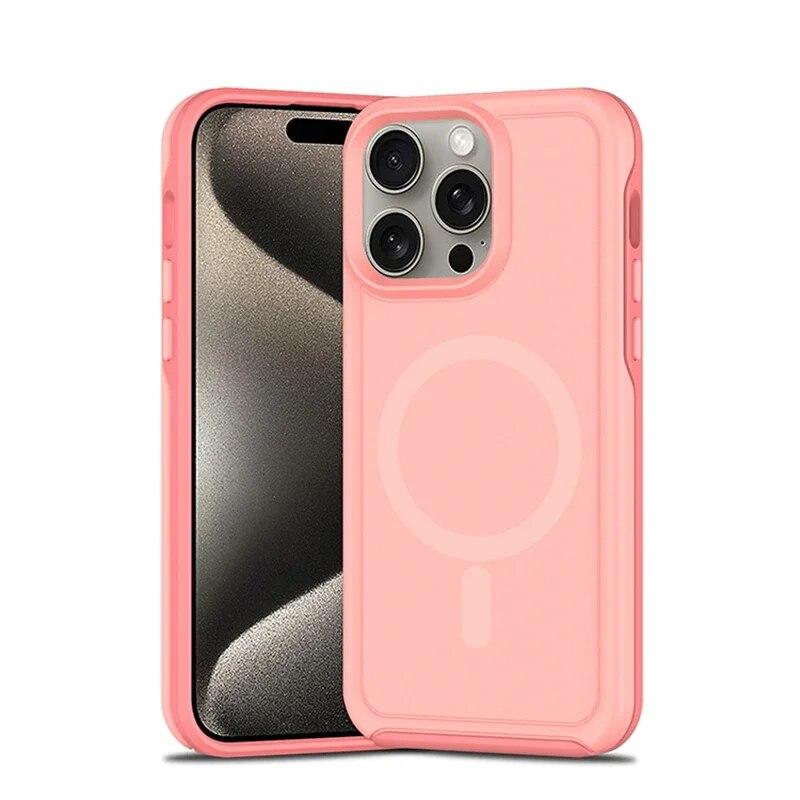 Противоударный бронированный магнитный чехол-бампер для iPhone 11 12 13 14 15 Pro Max для Magsafe с беспроводной зарядкой, чехол яркого цвета