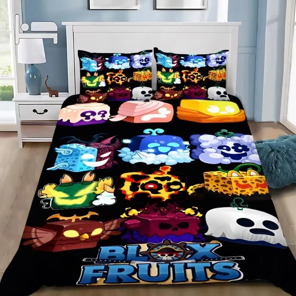 3D Game Bedding Set B-Blox F-Fruits Cartoon Duvet Cover Set Soft Skin-Friendly Single Double King Size For Kids Home Textiles