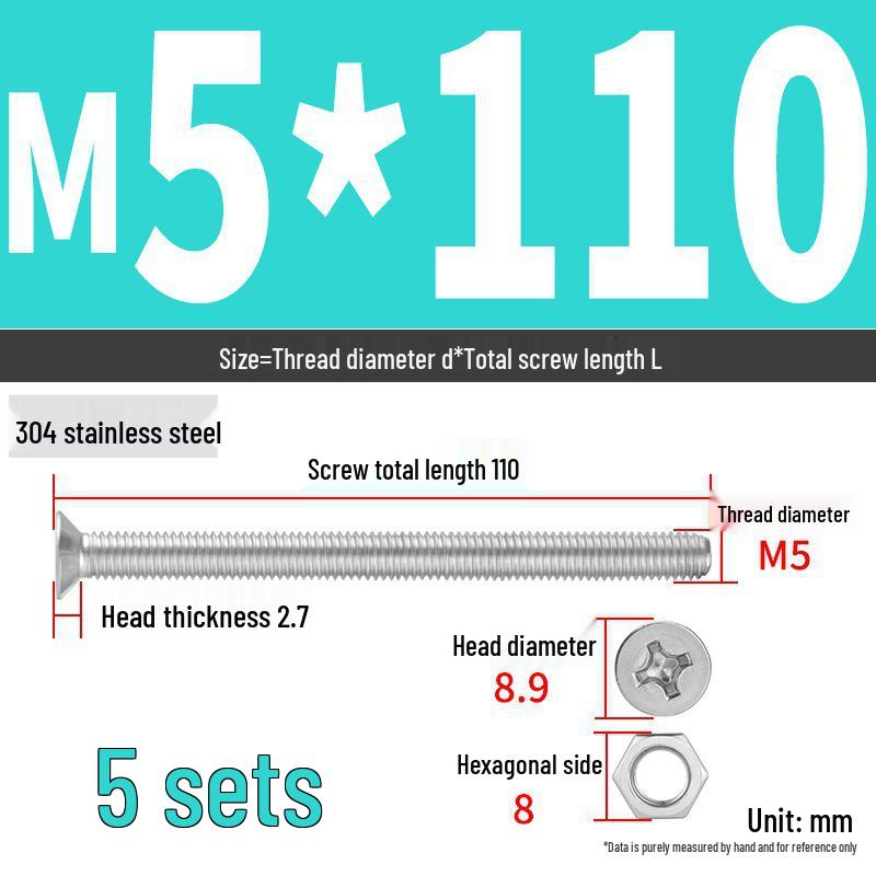 Набор Extra Long Phillips Flat Head Винтов и Гаек из Нержавеющей Стали 304 (2М, 3М, 4М)