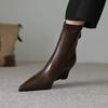 Fashion 2025 New Autumn Women Boots Pointed Toe Wedges Modern Boots Microfiber Women Shoes Short Boots High Heels Stretch Shoes
