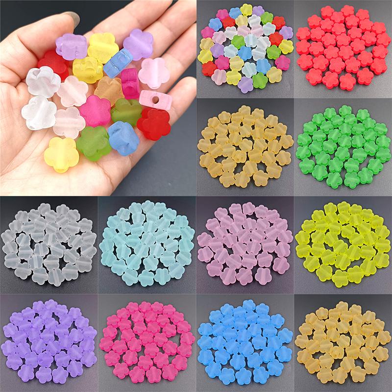 Креативная форма цветка, акриловый цветок сливы, прозрачные матовые бусины, аксессуары для украшений для волос, 10 шт., 15 мм, изготовление ювелирных изделий, ожерелье, браслет для