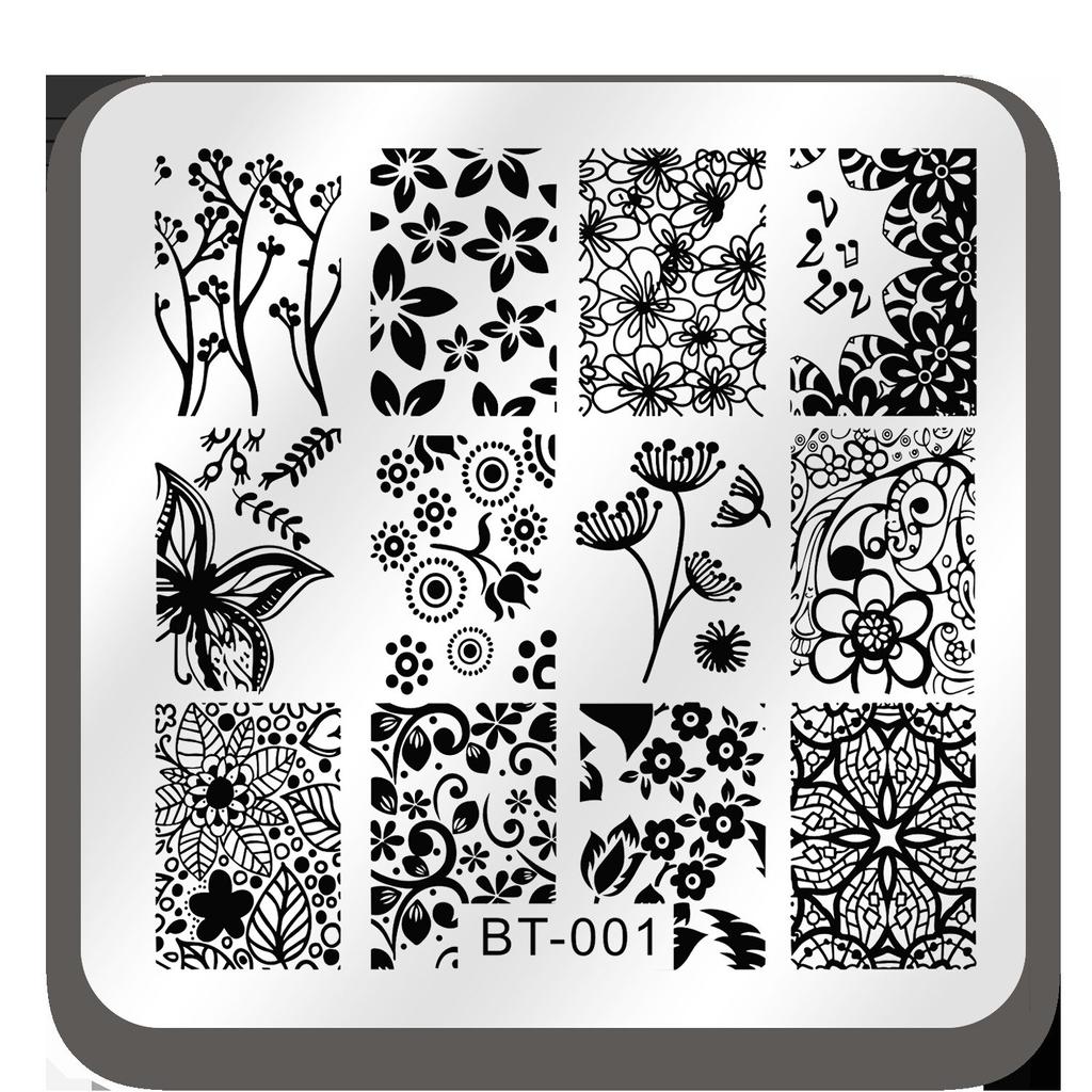 1 PC Nail Art Templates Stamping Plate Design Flower Butterfly Glass Temperature Lace Stamp Templates Plates Image Decor