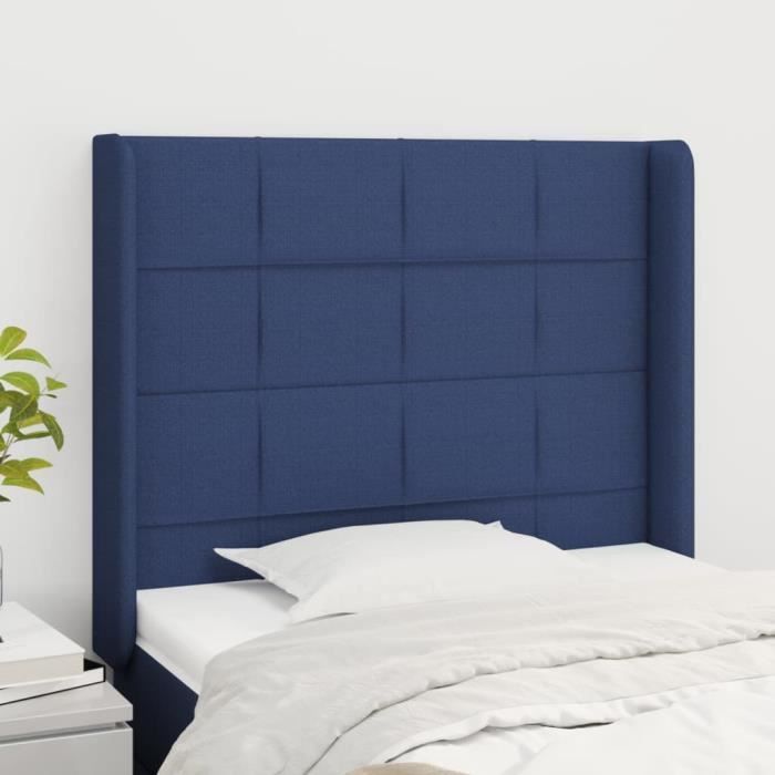 VidaXL Headboard with Ears Blue 83x16x118-128 Cm Fabric3119560