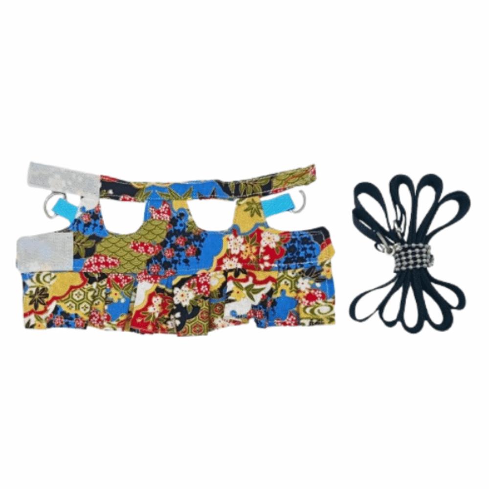 Multicolor Ferret Harness and Leash Set Floral Pattern Traction Rope Squirrel Floral Skirt Wear-resistant Breathable