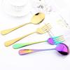 2Pcs Mirror Gold Cutlery Set Service Spoon Fork Dinnerware Cutlery Set Stainless Steel Kitchen Buffet Dinner Restaura Tableware