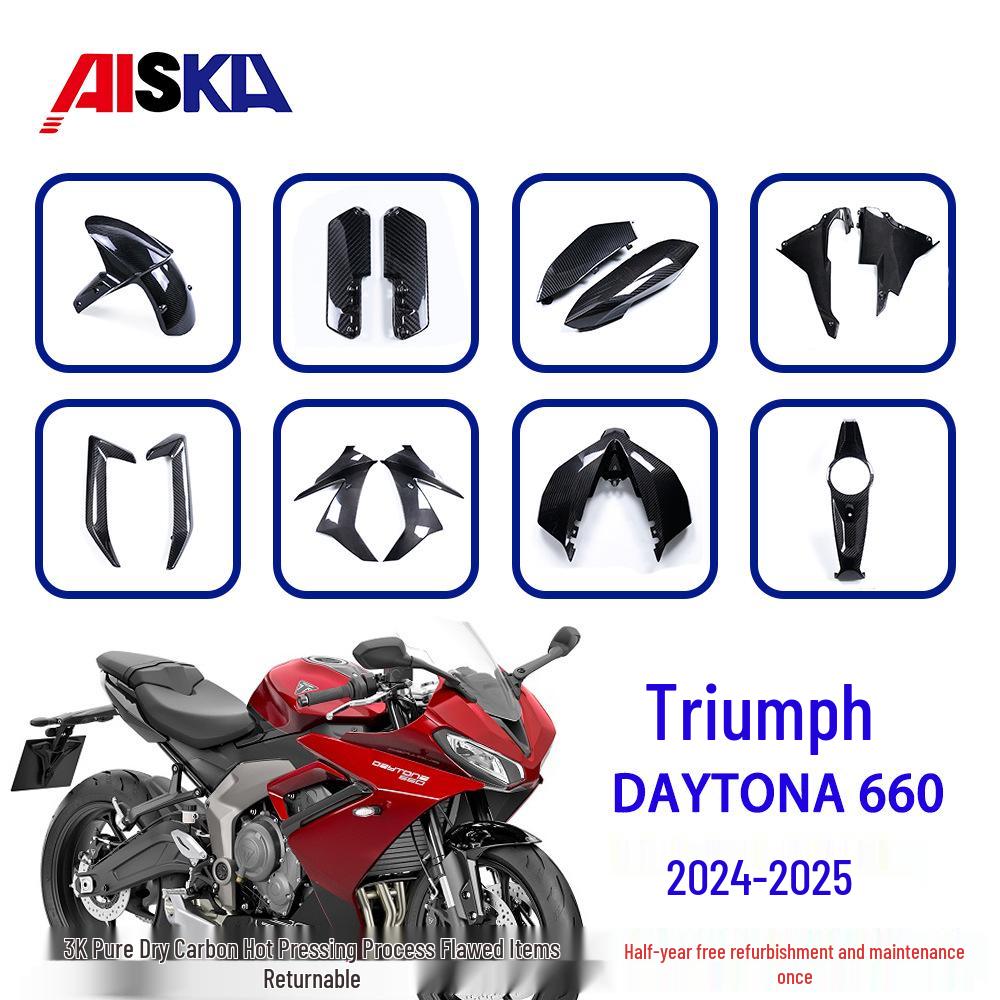 Triumph Daytona 660 Motorcycle Carbon Fiber Front Fender & Fuel Tank Cover Panels