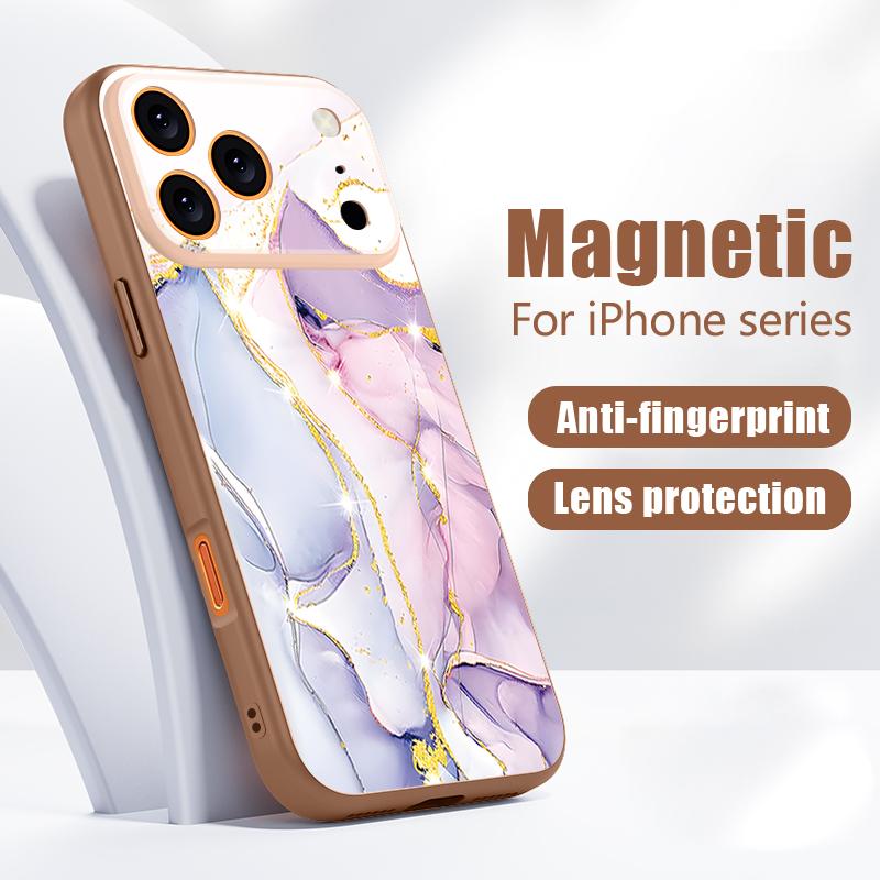 Чехол с рисунком под песчаник и мрамор для iPhone 17 Pro Max Чехол iPhone 16 15 14 13 Pro Max Магнитный для Magsafe Гибридный Тонкий Матовый Чехол