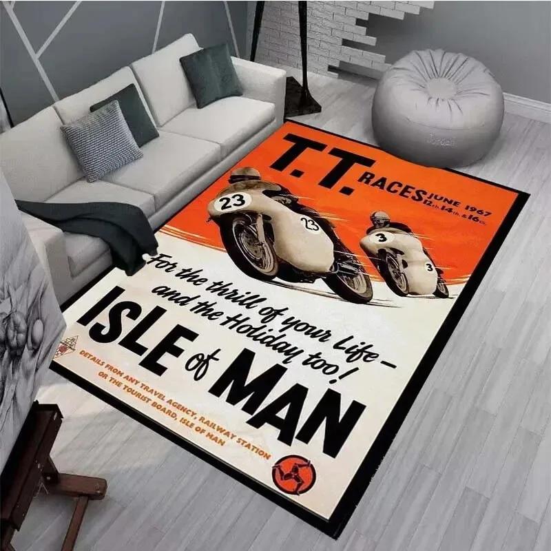 Ковры и коврики Isle of Man TT Ковер для мотоциклетных соревнований Декор для гостиной и спальни Мягкий ковер для большой площади Коврик для детской комнаты