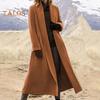 Женское зимнее пальто с отложным воротником и открытыми плечами, ветровка, свободный кардиган длиной до икры, шерстяное пальто для улицы