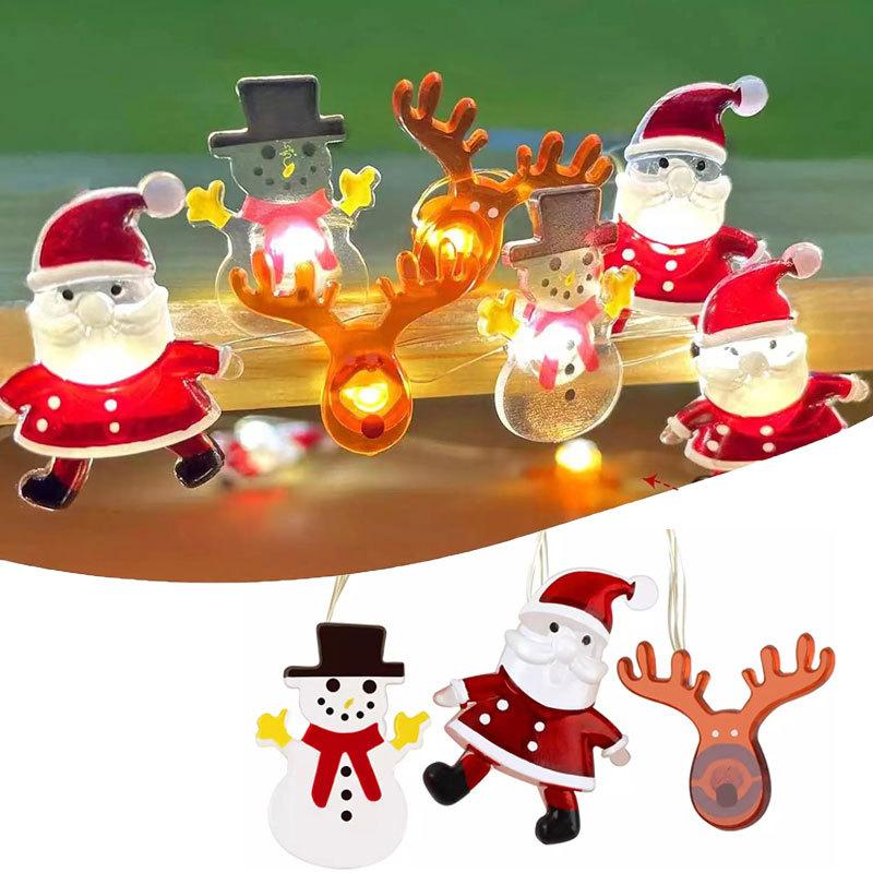 Snowflake Elk Santa Claus LED Garland String Lights Christmas Tree Decoration New Year Home Fairy Light