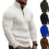 Men's Fashion Knitting Pullover Long Sleeves Loose Flip Collar Sweater