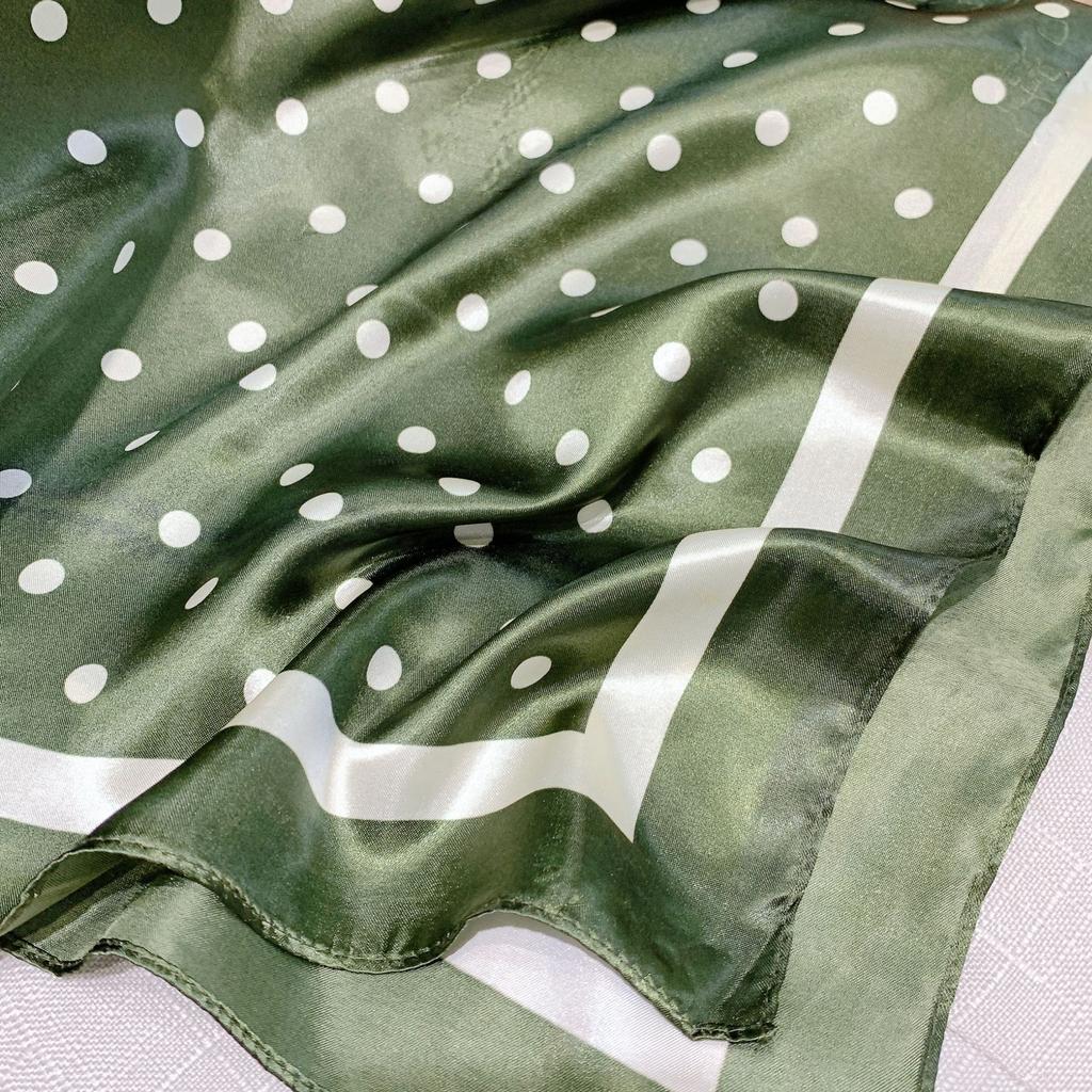 Квадратный шарф с принтом в горошек для женщин, шелковая шаль, шейный платок, женские повязки для волос, повязки на голову, повязка на голову, атласный хиджаб, бандана