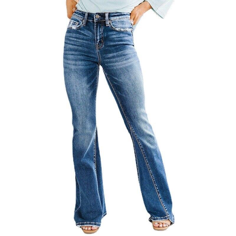Office Lady Blue High Waist Denim Jeans For Women Spring Sexy Solid Skinny Flare Pants Fashion Female Jeans Mujer 25663