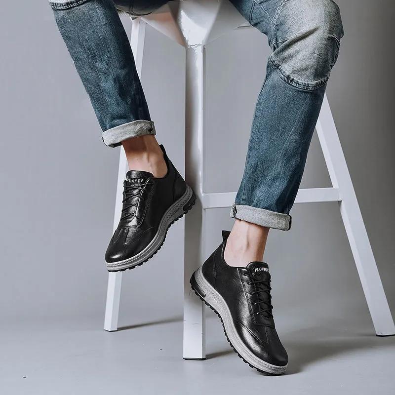 Men's Casual Lace Up Board Shoes High Quality All-match Sneakers Non-slip Wear-resistant Work Shoes Soft Sole Surface