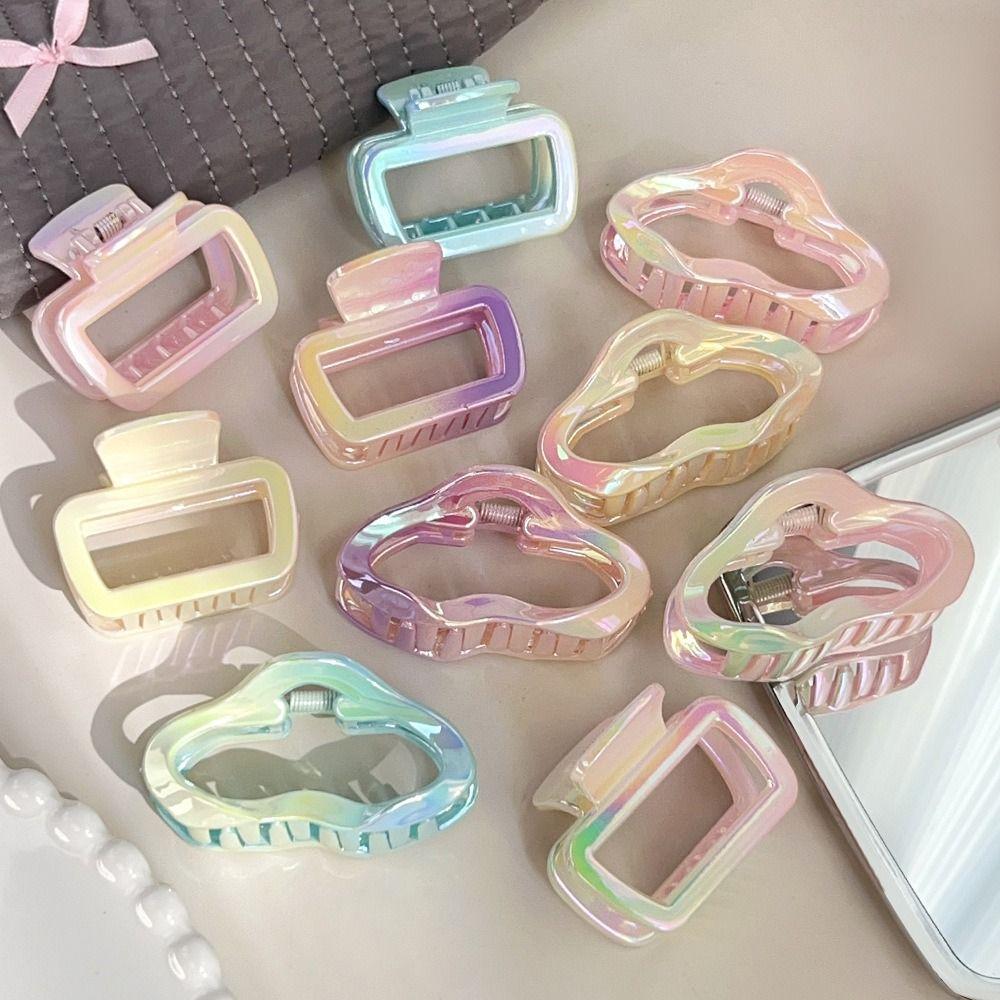 Illusory Color Gradient Hair Claw Sweet Mini Hair Crab Clip Temperament Geometry Shark Clip Girls